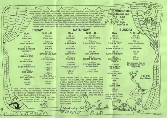 Programma van de Gong Family Unconvention in Amsterdam, 3, 4 en 5 nov 2006